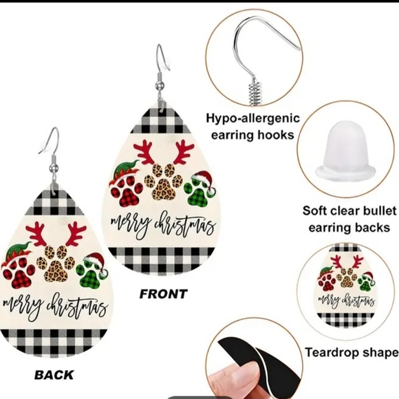 Earrings Snowman faux leather Earrings NIB - Picture 2 of 3